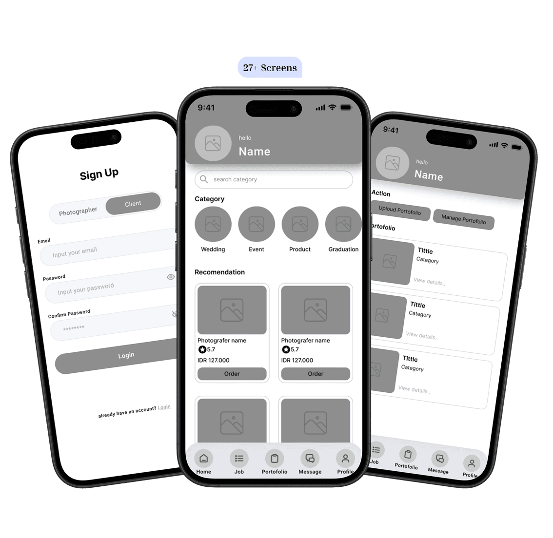 SnapHire Wireframes